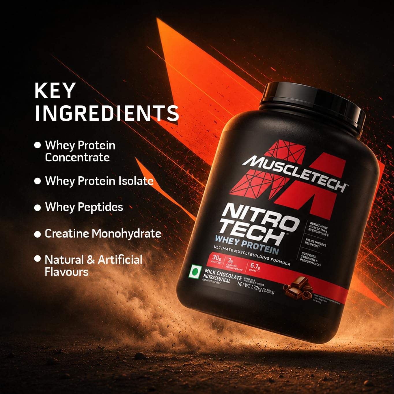 MuscleTech Nitro-Tech Whey Protein – Best Premium Muscle Gain Protein 1.7kg - Image 4